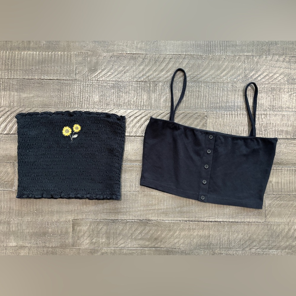 John Galt Camisole + Tube Top Black Crop Top Bundle Women's Size Small